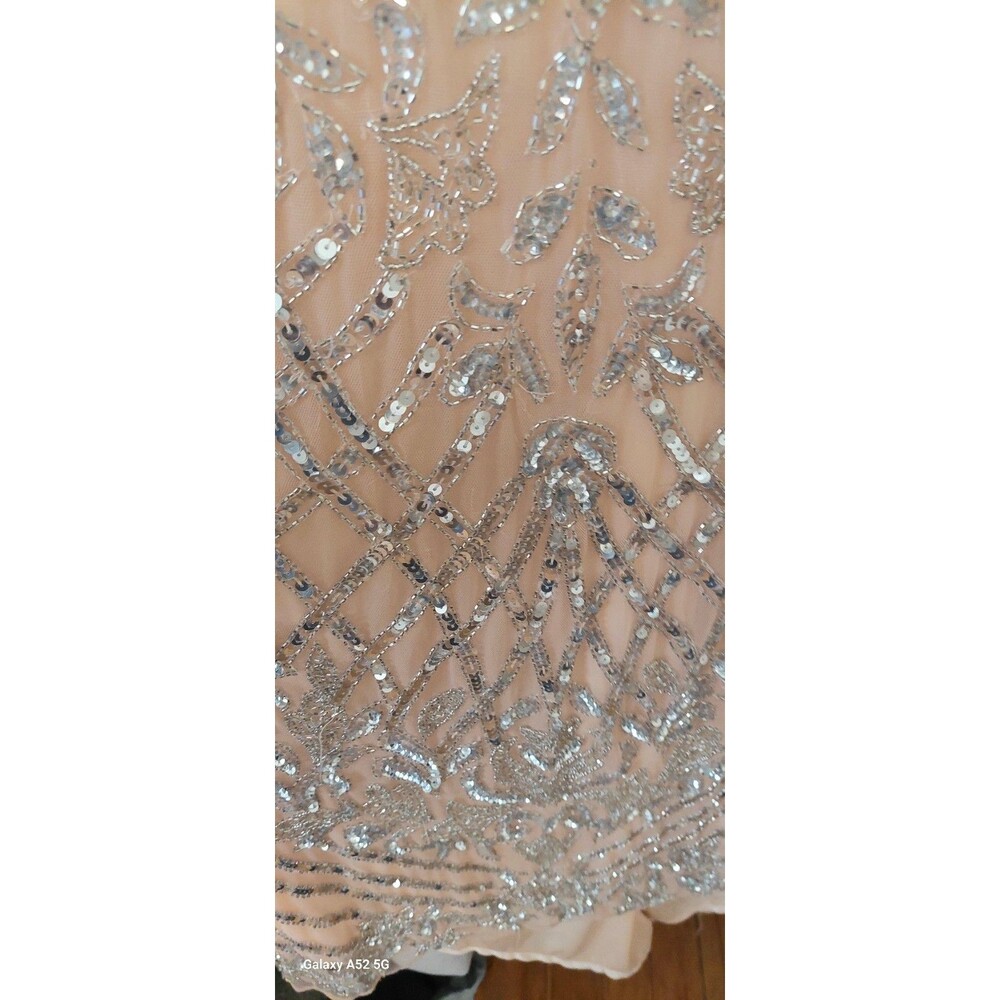 Mac Duggal Size 8 #4715 Platinum Embellished Cap Sleeve Mermaid Gown Dress *read - Picture 6 of 11